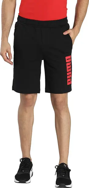Graphic Print Men Black Sports Shorts